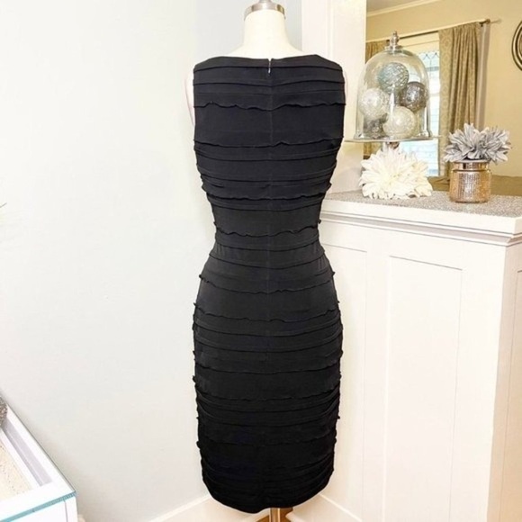 Calvin Klein Black Ruffled Sleeveless Sheath Dress 4 Small - Picture 6 of 10